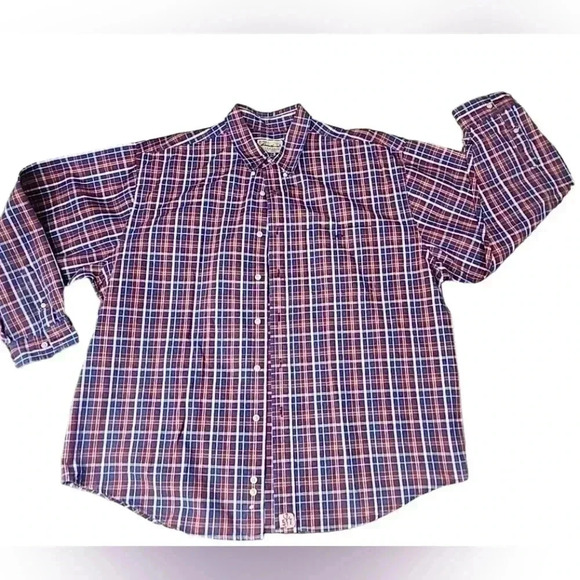 Eddie Bauer Mens Plaid Red and Blue long sleeve Button up Shirt. Size XXL - Picture 2 of 9